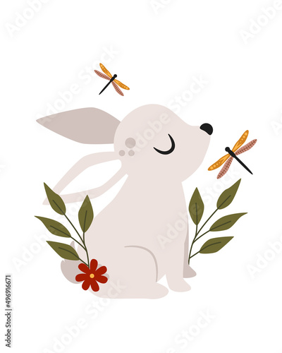 poster with bunny and dragonfly