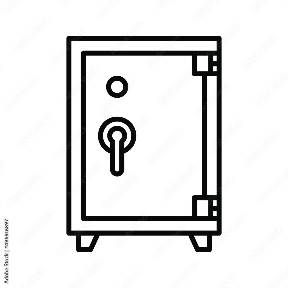 Money safe and Locker line icon. Bank safe box and strongbox vector illustration on white background Money safe and Locker line icon. Bank safe box and strongbox vector illustration on white background