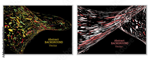 Multicolored paint splashes, smears, dust particles and debris are carried by the wind. A set of two templates. Design template for the design of banners, posters, booklets, covers, magazines. EPS 10