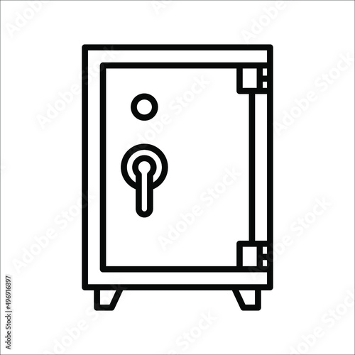Money safe and Locker line icon. Bank safe box and strongbox vector illustration on white background