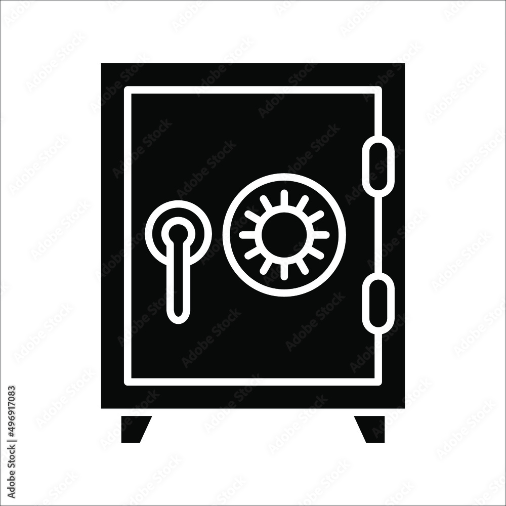 Money safe and Locker line icon. Bank safe box and strongbox vector illustration on white background Money safe and Locker line icon. Bank safe box and strongbox vector illustration on white background