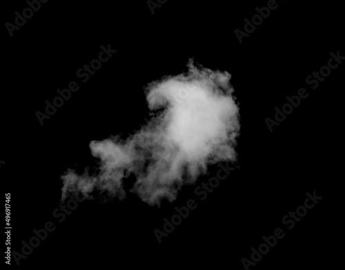 White Cloud Isolated on Black Background.