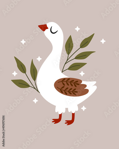 poster with goose and leaves