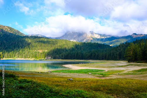 Black Lake or Crno Jezero. National park Durmitor Mouintains in Montenegro. 