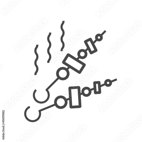Vector linear icon with barbecue