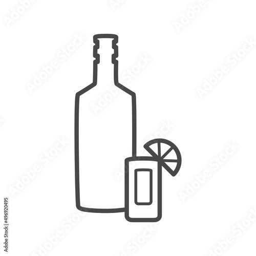 Vector linear icon with tequila
