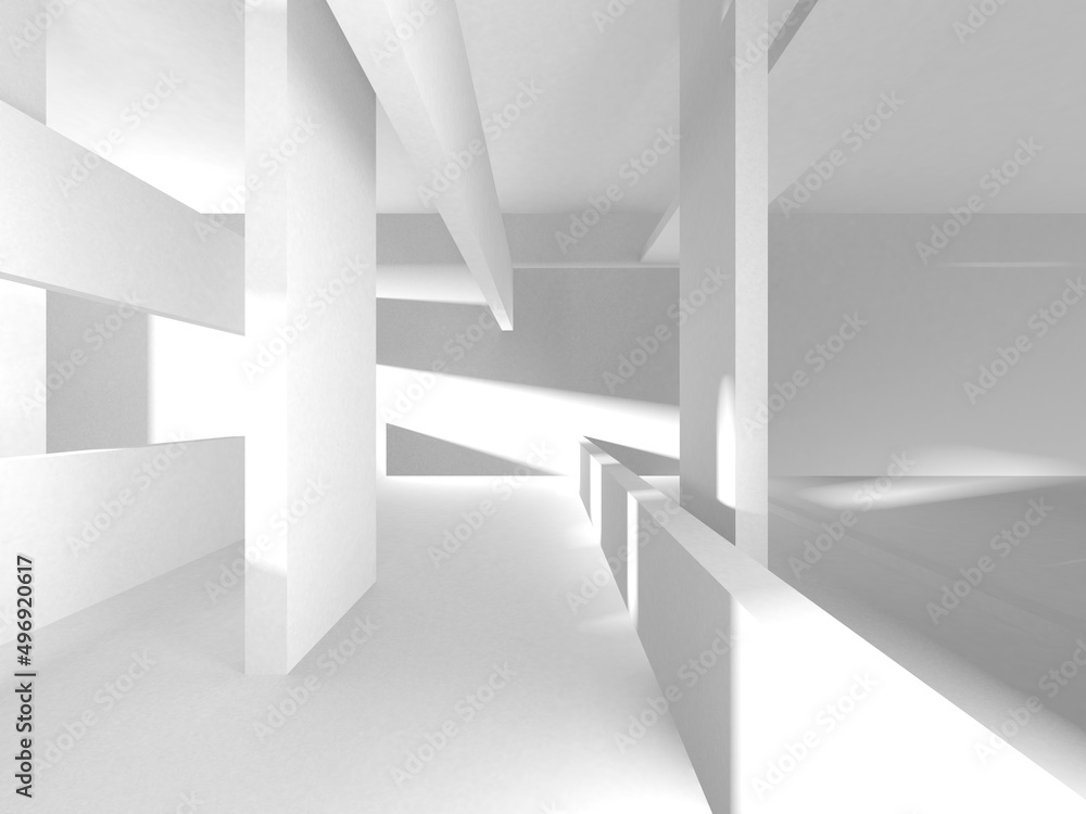 Obraz premium Illuminated corridor interior design. Empty Room Interior Background