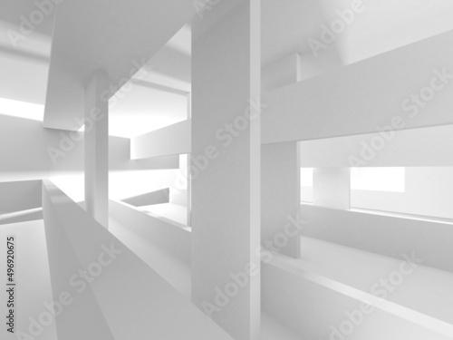 Illuminated corridor interior design. Empty Room Interior Background © VERSUSstudio