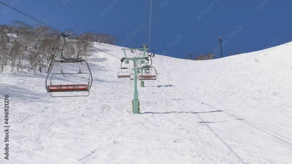 Off-piste slope with ski tracks and chairlifts (Niseko, Hokkaido, Japan) Off-piste slope with ski tracks and chairlifts (Niseko, Hokkaido, Japan)