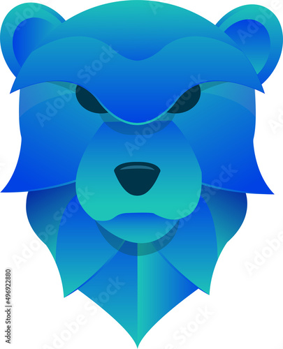 Angry and aggressive wolf in blue colours