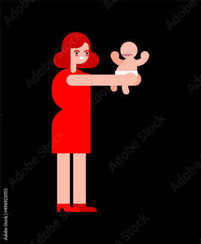 Mother and screaming child. child is naughty.