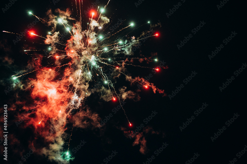 Fototapeta premium the fireworks in the night sky over the city