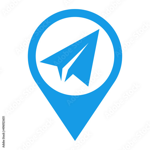 Icono plano silueta de avión de papel en puntero de posición en color azul Free Download Icono plano silueta de avión de papel en puntero de posición en color azul - GFXLoad