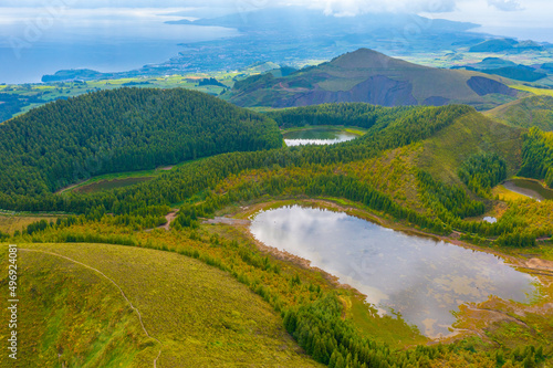 Small caldera lake at Sao Miguel island in Portugal photo