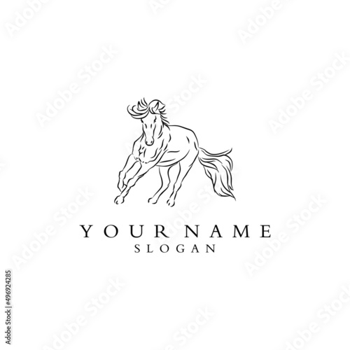 horse line logo art design