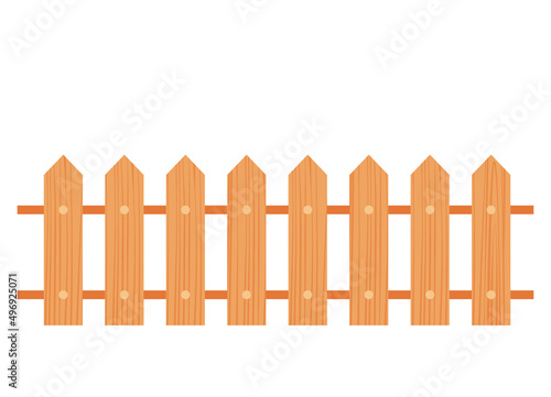 Wooden fence isolated on white background with parallel plank old. Vector illustration