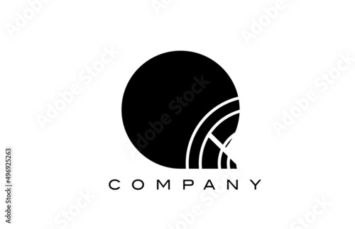 black and white geometric Q alphabet letter logo icon design. Creative template for business and company with lines