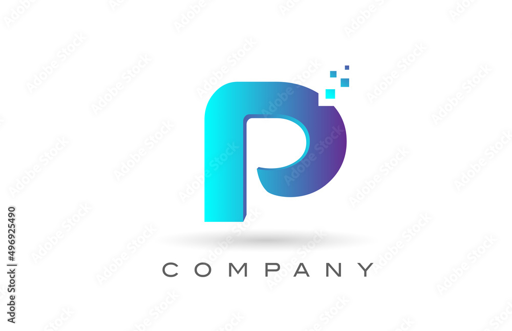 P alphabet letter logo icon design with blue dot. Creative template for company and business P alphabet letter logo icon design with blue dot. Creative template for company and business