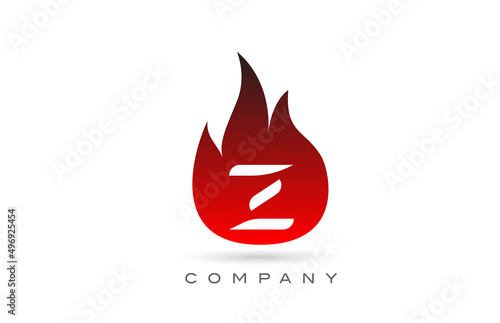 Z red fire flames alphabet letter logo design. Creative icon template for business and company
