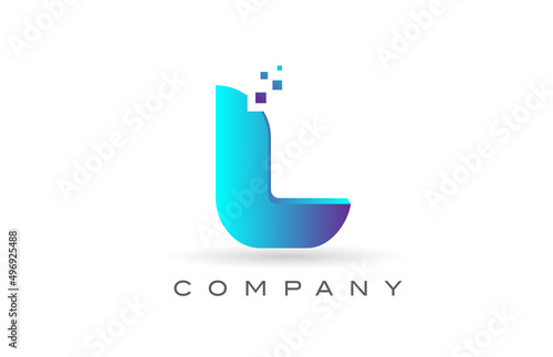 Fototapeta Naklejka Na Ścianę i Meble -  L alphabet letter logo icon design with  blue dot. Creative template for company and business