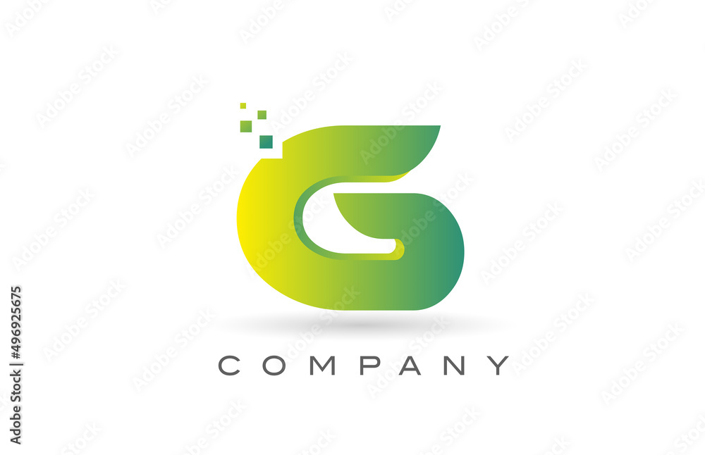 Fototapeta premium G alphabet letter logo icon design with green dot. Creative template for company and business