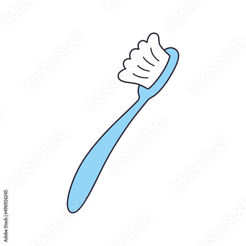 Blue toothbrush isolated cartoon vector icon