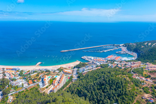 Schilderij op canvas Aerial view of Portuguese coastal town Sesimbra