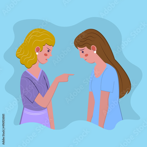 A quarrel between women, a quarrel between mother and daughter. Family conflict, argument.