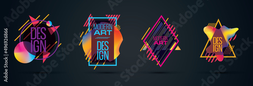retro line minimalistic hipster colored frame design. Vector line gradient halftone. frame for text Modern Art graphics. design business cards, flyers ,brochures vector illustration. 