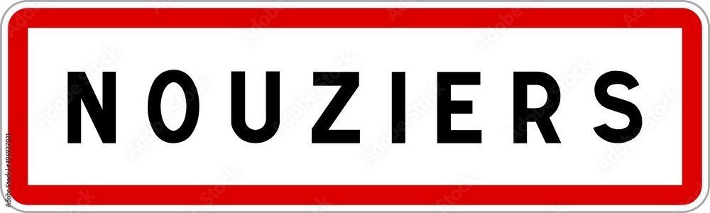 Obraz premium Panneau entrée ville agglomération Nouziers / Town entrance sign Nouziers