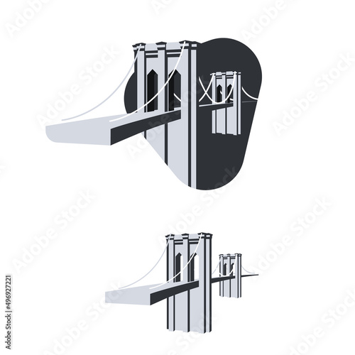 Brooklyn Bridge, New York 1883. Design graphics for the design of T-shirts and clothing. vector illustration. 