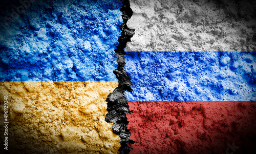 flag of russia and ukraine old background photo