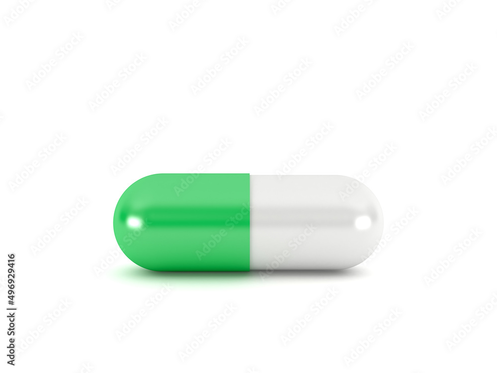 Blue pill capsule isolated on white background, 3d rendering Blue pill capsule isolated on white background, 3d rendering