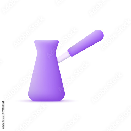 3D Turkish Cezve isolated on white background. Turkish cezve coffee maker tool. Can be used for many purposes.