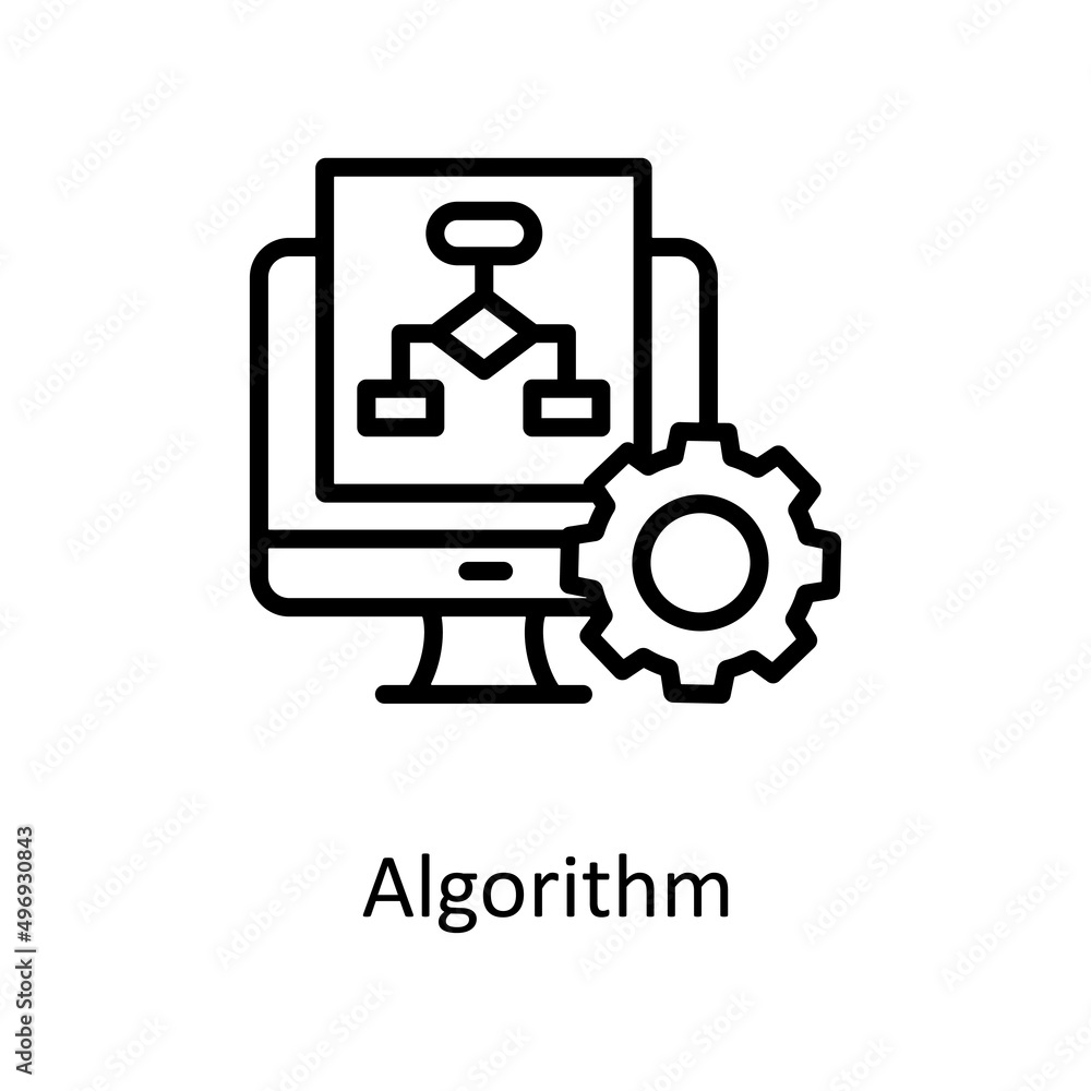 Algorithm vector Outline Icon Design illustration. Educational Technology Symbol on White background EPS 10 File