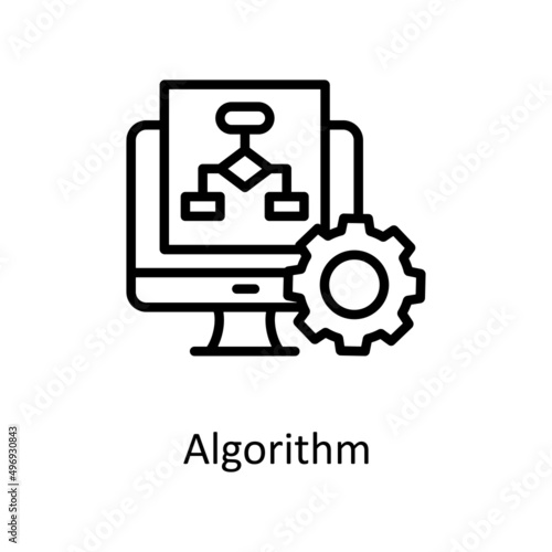 Algorithm vector Outline Icon Design illustration. Educational Technology Symbol on White background EPS 10 File
