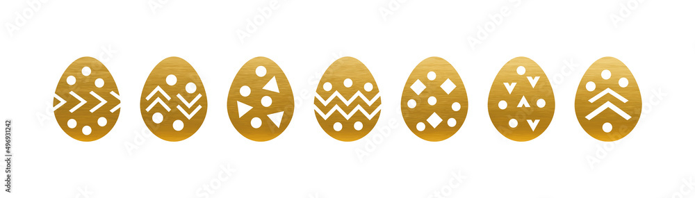 Obraz premium Golden Easter Eggs Set - Vector Illustration