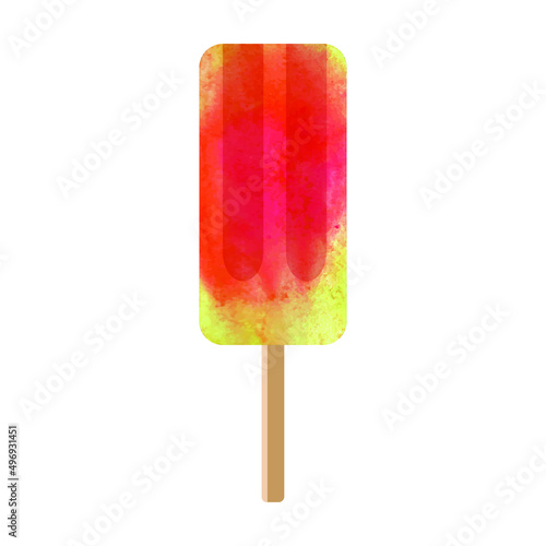 An ice cream icon, a fruit yellow red popsicle