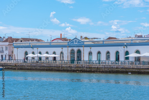 Houses on riverside of Gilao river in Tavira, Portugal