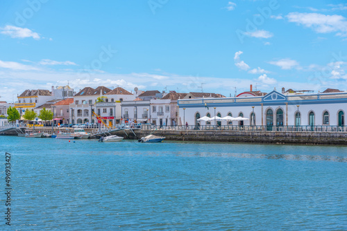 Houses on riverside of Gilao river in Tavira, Portugal