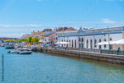 Houses on riverside of Gilao river in Tavira, Portugal
