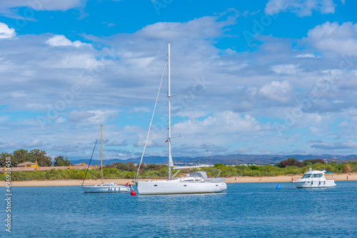 Boats mooring near to Ilha de Tavira, Portugal