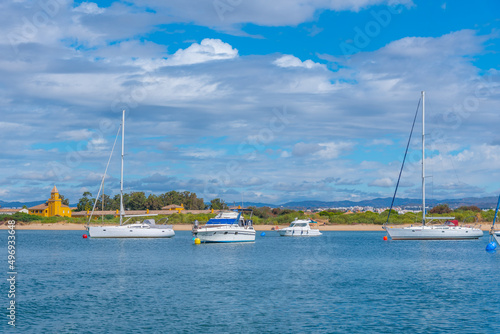Boats mooring near to Ilha de Tavira, Portugal