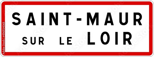 Panneau entrée ville agglomération Saint-Maur-sur-le-Loir / Town entrance sign Saint-Maur-sur-le-Loir