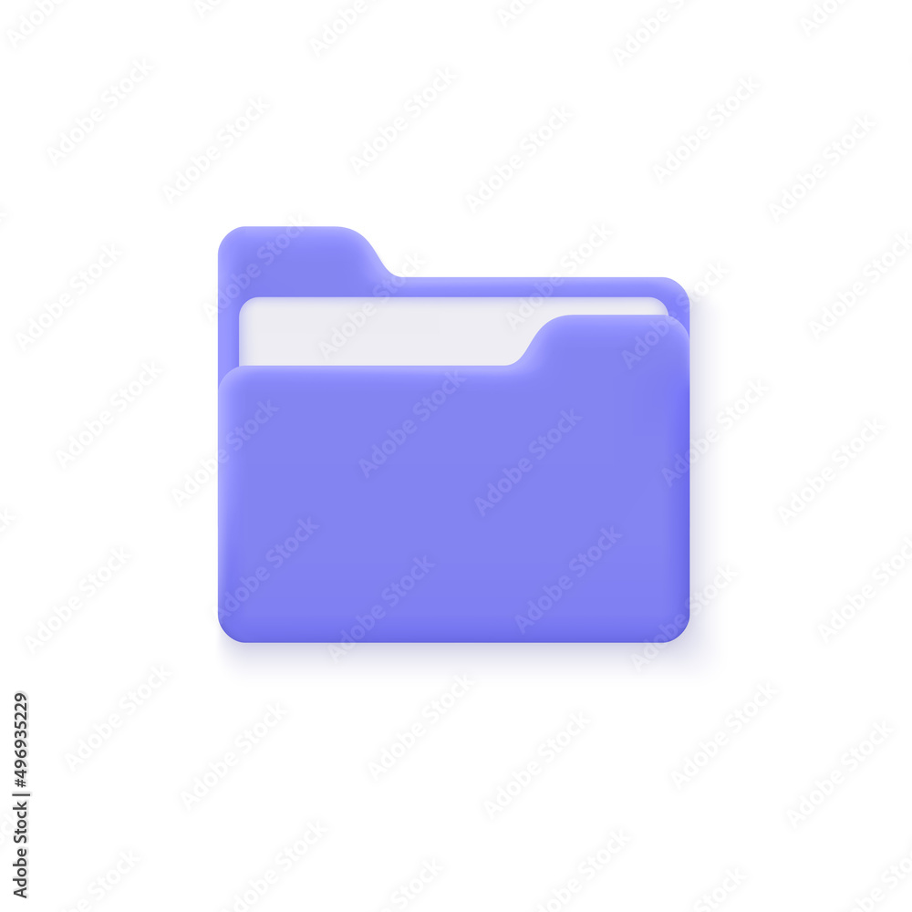 3d file folder icon in minimalistic style. file storage concept. vector illustration isolated on white background. 3d file folder icon in minimalistic style. file storage concept. vector illustration isolated on white background.