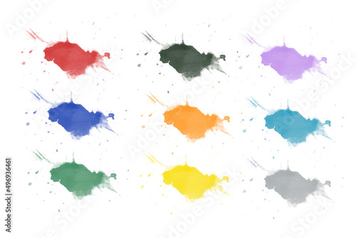 Colorful watercolor brush strokes on a white background
