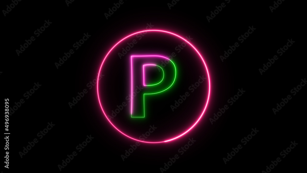 Glowing neon font. pink color glowing neon letter. Glowing neon font. pink color glowing neon letter.