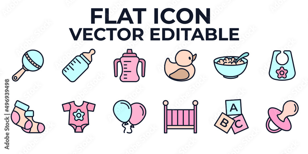 cute baby set icon symbol template for graphic and web design collection logo vector illustration