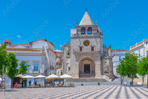 Praca de Republica square and the church of our lady of the assumption at Portuguese town Elvas