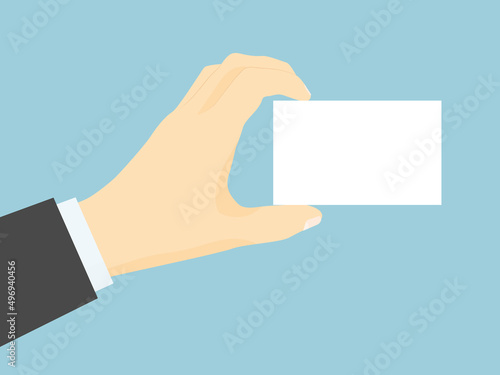 businessman hand showing blank white business card- vector illustration